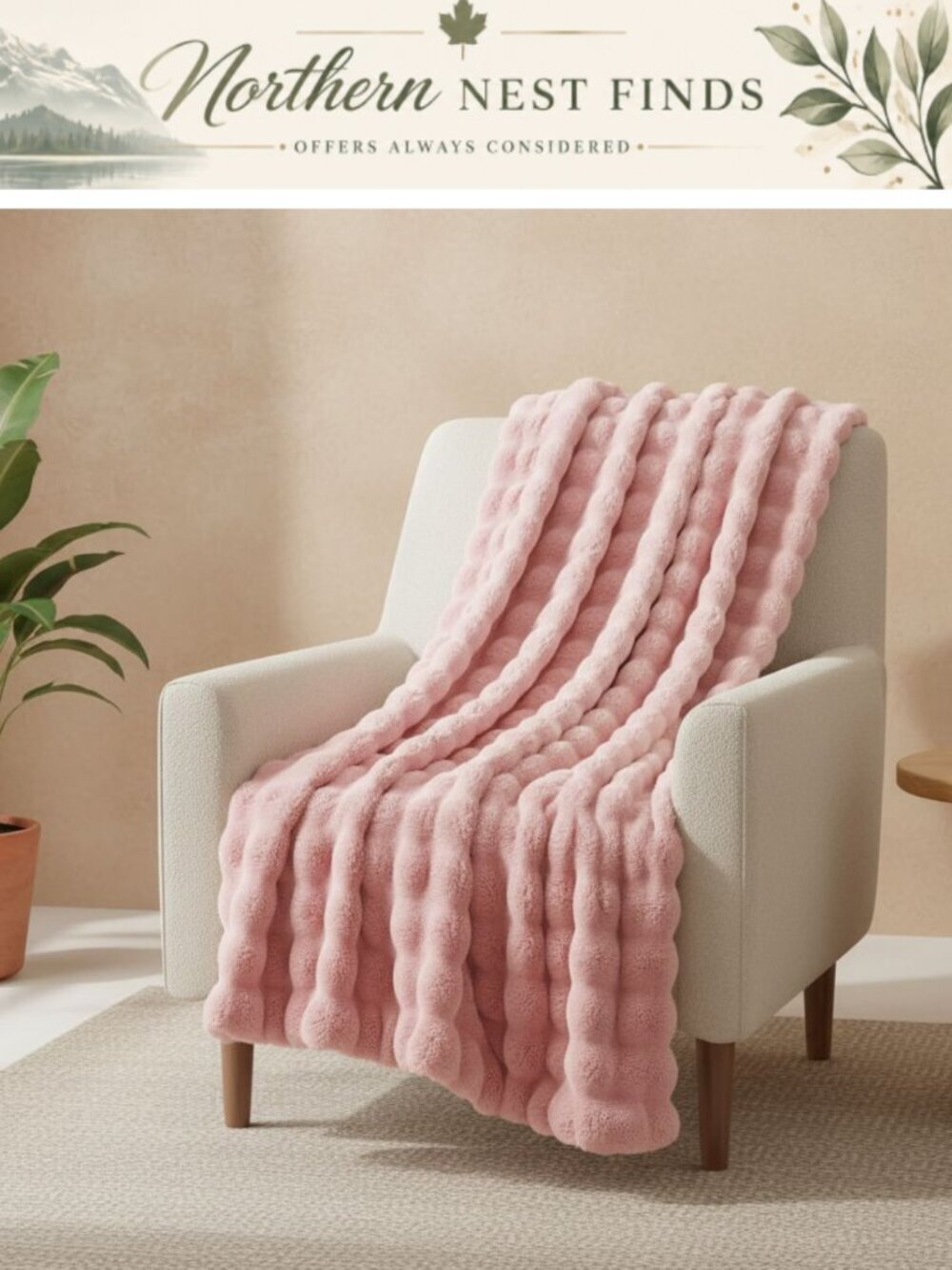 Faux Fur Fluffy Bubble Throw Blanket for Couch Bedroom Living Room 50x60